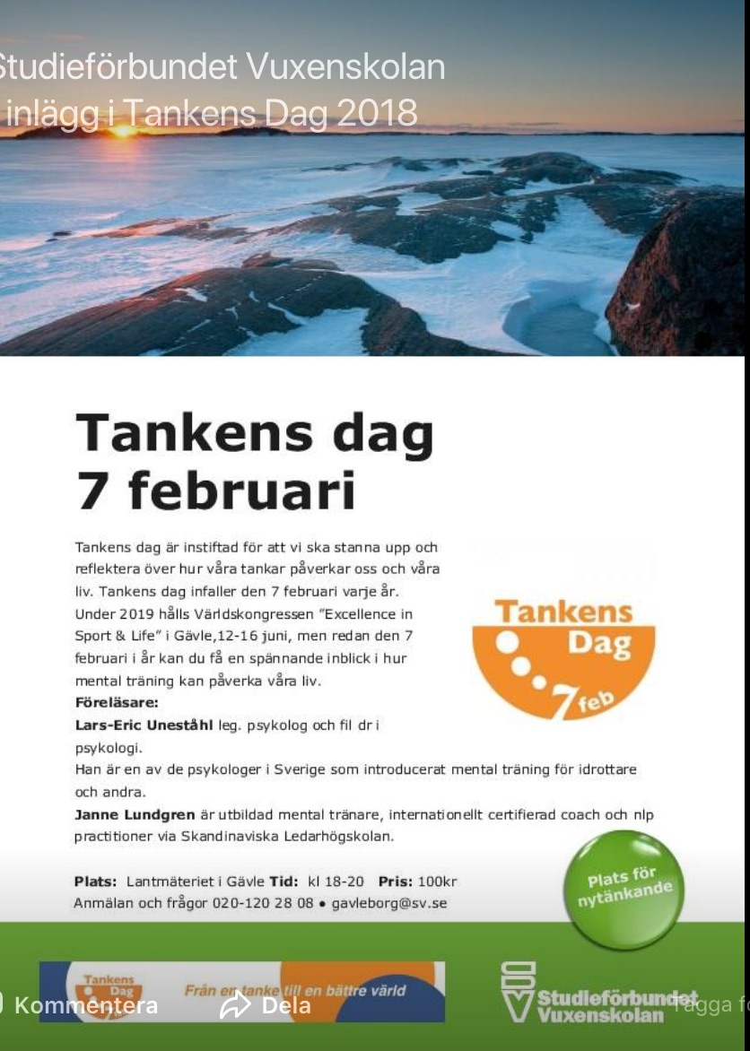 Lars-Eric Uneståhl föreläser i Gävle på Tankens dag 7 februari!